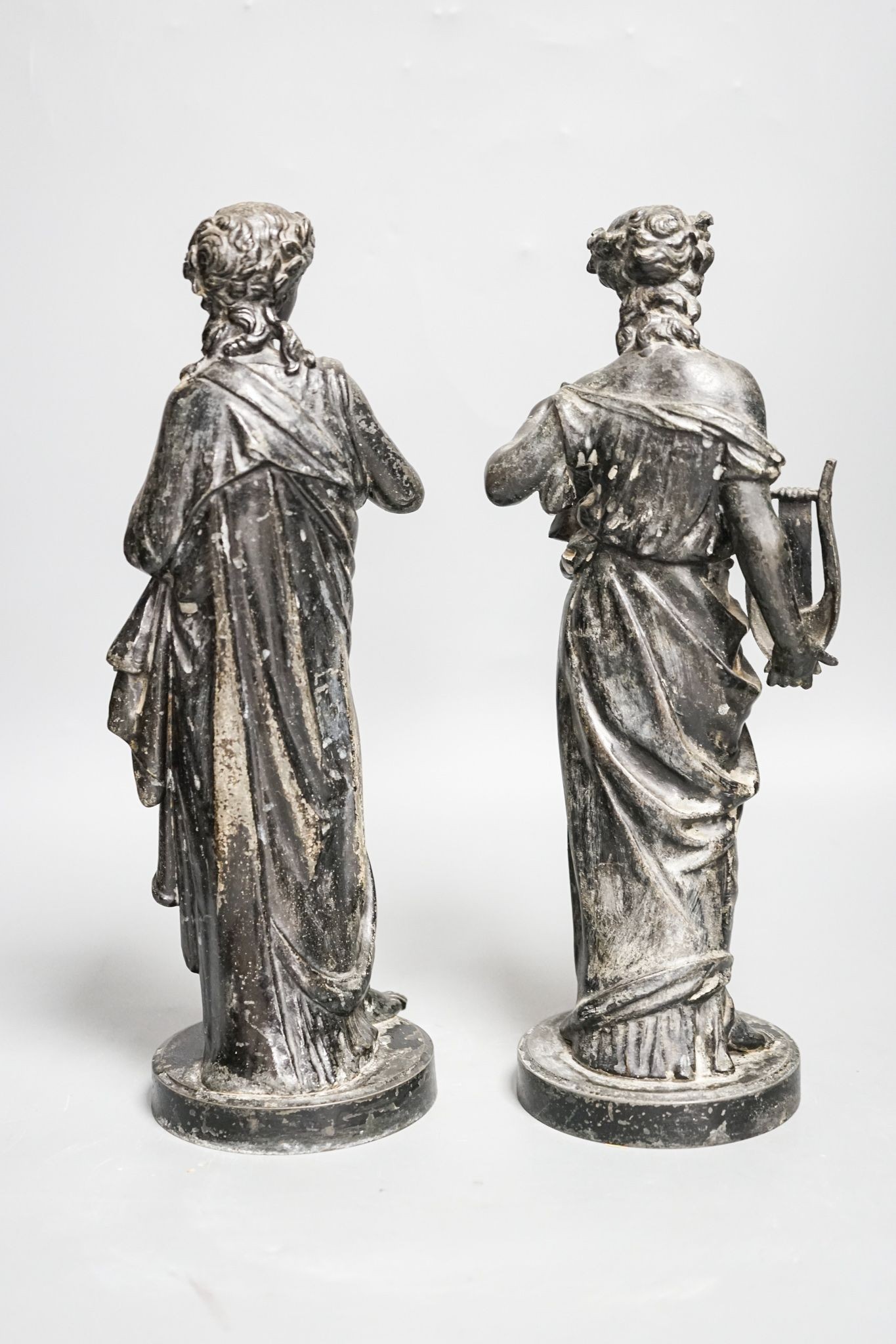 A pair of spelter figurines 31cm